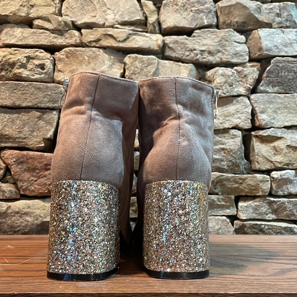 Nature Breeze Ankle High Women’s Glitter Heeled Booties in Taupe. - Picture 4 of 5